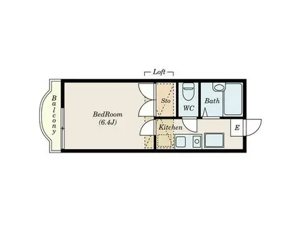 トキコーポB棟(1K/1階)の間取り写真
