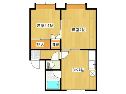 ル・シャレ(2DK/2階)の間取り写真