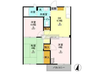 パークハウスもりた(3DK/2階)の間取り写真