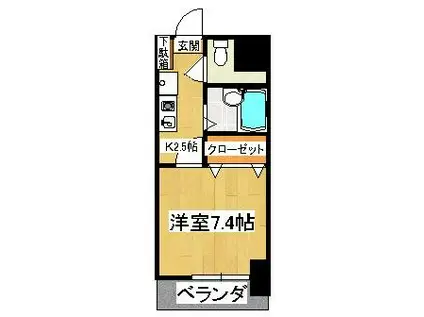 ミリアビタ13(1K/4階)の間取り写真