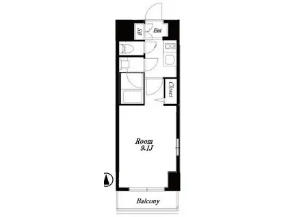 コンシェリア芝公園マスターズヴィラ(1K/4階)の間取り写真