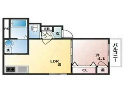 GRANDIR矢田(1LDK/3階)の間取り写真