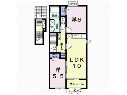 アンシャンテI(2LDK/2階)の間取り写真