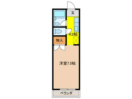 グリーンハイツK A棟(1K/2階)の間取り写真