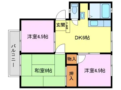 ハイツウェンディ A棟(3DK/1階)の間取り写真