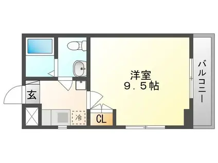 サニーフラッツ(1K/4階)の間取り写真