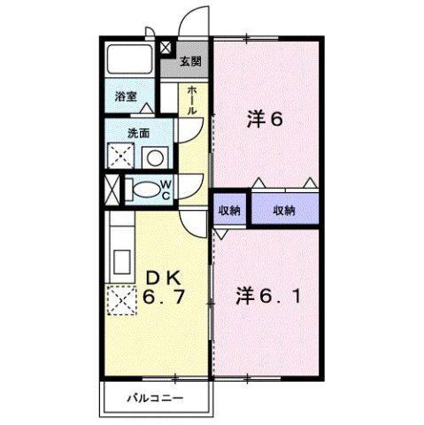 アンフィニ(2DK/2階)の間取り写真