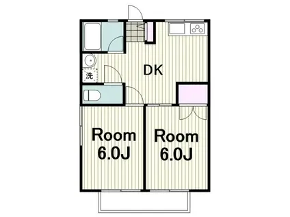 ファミール大丸I(2DK/2階)の間取り写真