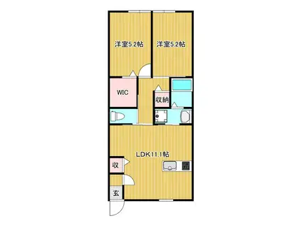 CASTELLO A棟(2LDK/2階)の間取り写真