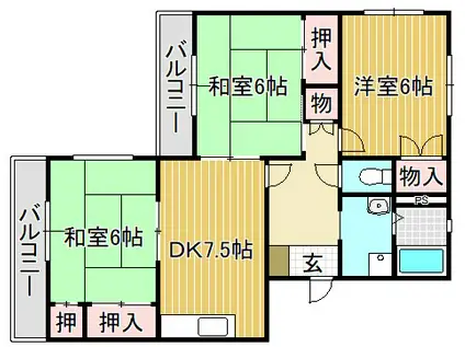 ワイズマンション栗東(3DK/4階)の間取り写真