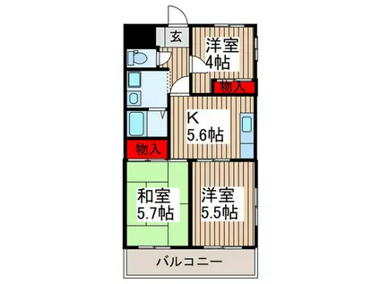 ホワイトパレス大宮(3K/2階)の間取り写真