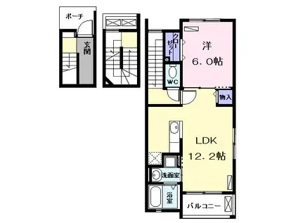 メゾンクレアール F(1LDK/3階)の間取り写真
