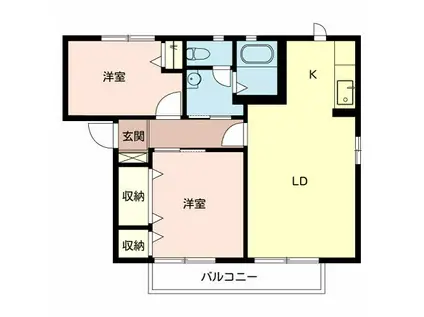 レイクサイド・ウエストW棟(2LDK/2階)の間取り写真