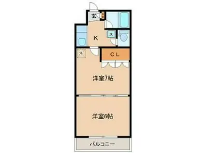 イーグルハイツ萩野町(2K/3階)の間取り写真