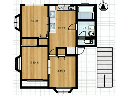 宮子アネックス(3DK/1階)の間取り写真