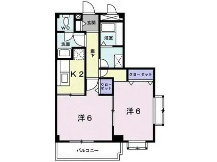 HILLS MACHIDA(2K/2階)の間取り写真