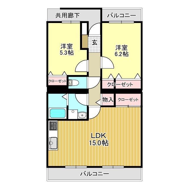 シレンシオパティオ(2LDK/4階)の間取り写真
