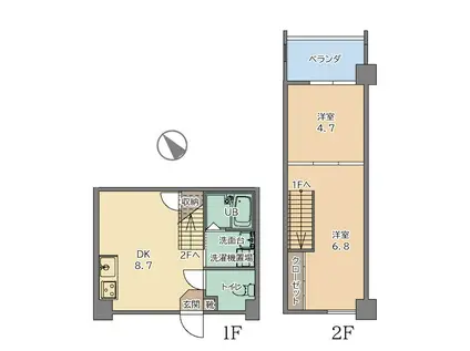 トーマス与那原II(2DK/1階)の間取り写真