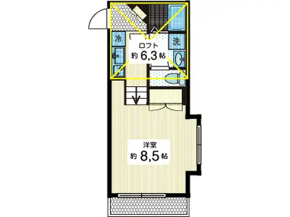 レ・フルール(1K/1階)の間取り写真