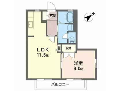 アップルハイツ(1LDK/2階)の間取り写真