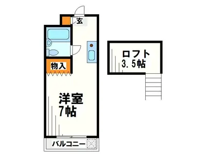 グリーンヒルズ 弊社管理物件(1K/2階)の間取り写真