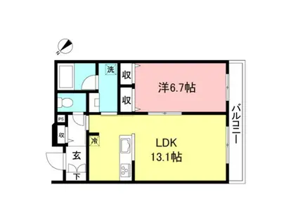 ホワイトオーク砧(1LDK/3階)の間取り写真