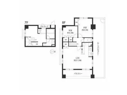 サンクチュアリ菊川リバ-サイドステ-ジ(2LDK/7階)の間取り写真