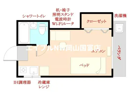 カーサフィオーレ学南町(1K/1階)の間取り写真