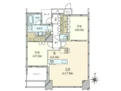 ワールドシティータワーズ(2LDK/29階)の間取り写真