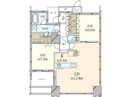 ワールドシティータワー キャピタルタワー(2LDK/29階)の間取り写真