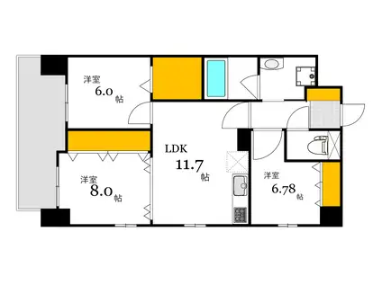 ノーブル千田公園(2SLDK/9階)の間取り写真