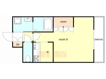 メゾンドメルヴィーユ(1K/1階)の間取り写真
