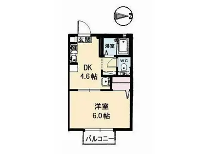 ピュアメゾン A棟(1DK/2階)の間取り写真