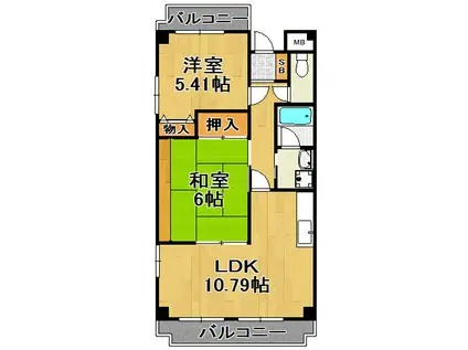 メゾンけやき(2LDK/4階)の間取り写真