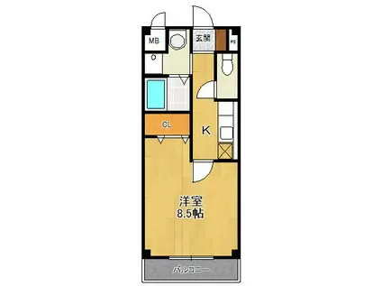 ネオカーサ(1K/1階)の間取り写真