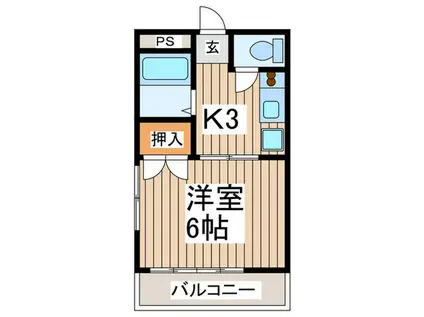 田園芙蓉マンション(1K/3階)の間取り写真