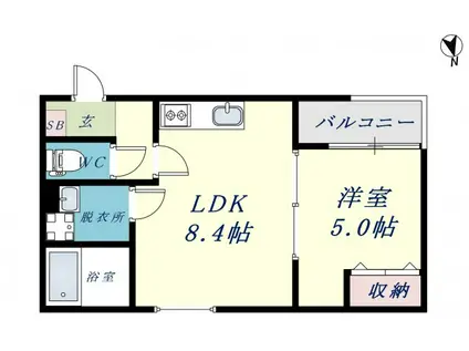 BADGE 長田3(1LDK/3階)の間取り写真