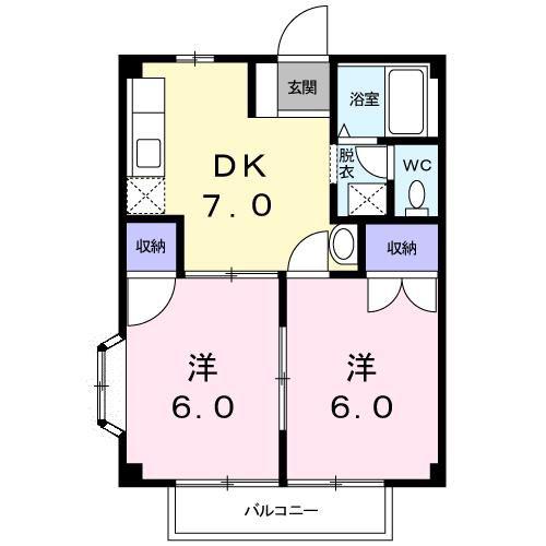 コーポ福(2DK/2階)の間取り写真