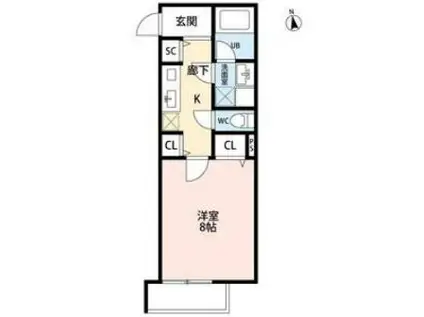 Tーレジデンス(1K/1階)の間取り写真