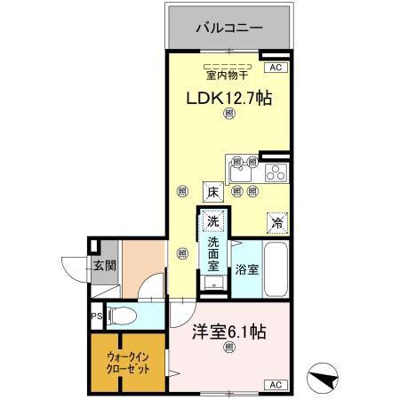 フィオーレガーデン北田宮 C(1LDK/1階)の間取り写真