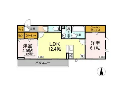 D-ROOM大川(2LDK/3階)の間取り写真