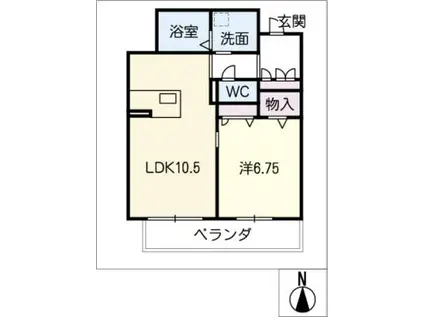 MASTTOWN戸崎 ウエスト(1LDK/2階)の間取り写真