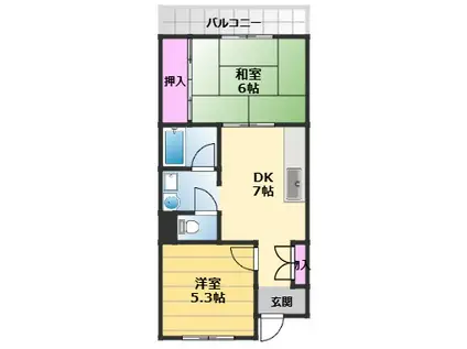 ロイヤルコーポ忠岡(2DK/3階)の間取り写真