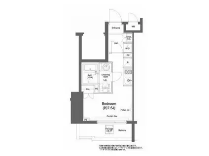 プラウドフラット新宿河田町(ワンルーム/8階)の間取り写真