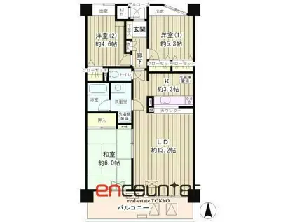 フィオーレ(3LDK/2階)の間取り写真