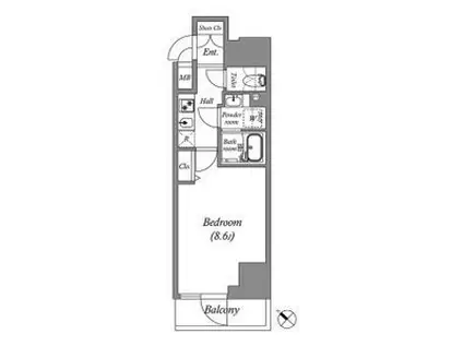 THE PASEO 新小岩(1K/4階)の間取り写真