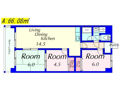 ファミールDAN(3LDK/4階)の間取り写真