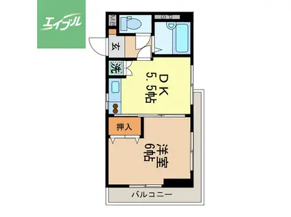 江平若草マンション(1DK/3階)の間取り写真