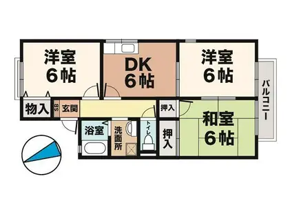 谷口ハイツⅡ(3DK/1階)の間取り写真