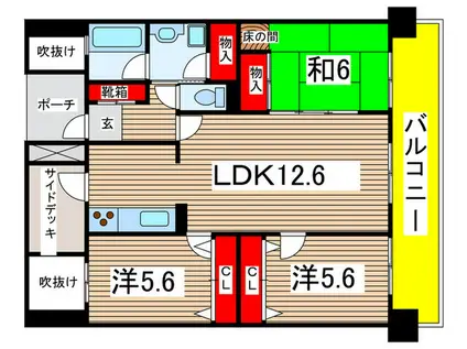 トレゾァ西原(3LDK/2階)の間取り写真